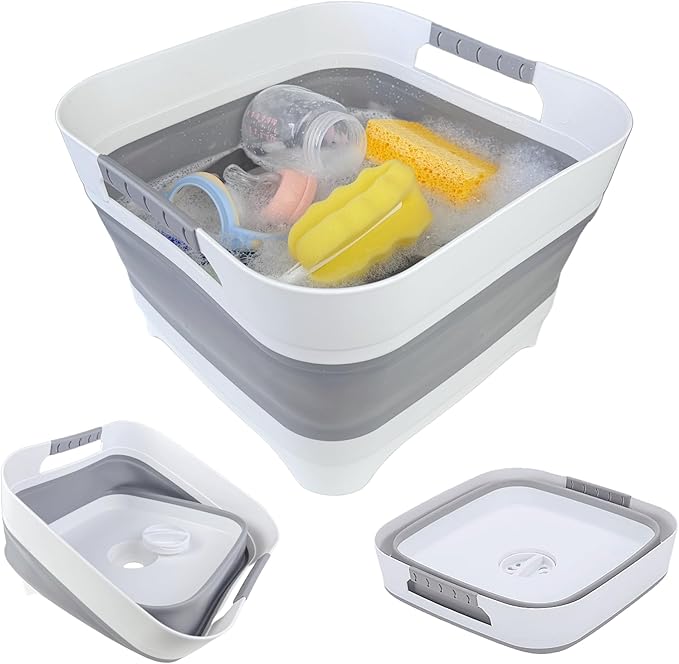 Wash Basin for Baby Bottles, Foldable, Versatile Wash Tub for Kitchen, RV, Outdoor Camping Sink, Sturdy & Easy to Clean