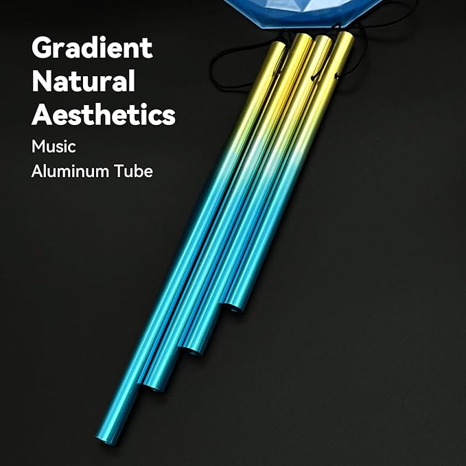 Wind Chimes,Hummingbird Solar Wind Chimes for Outside,Blue Gradation Aluminum Tubes Deep Tone Memorial Wind Bell for Garden/Patio Mobiles Decorative Gifts for Mom, Wife, Grandma Neighbors(37" Long)