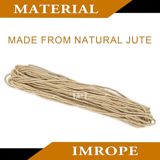 4mm x 300 Feet Natural Jute Rope, Twine for Gardening Tomato Climbing Plant Tie Floristry Crafts Gift Wrapping Packing Decor
