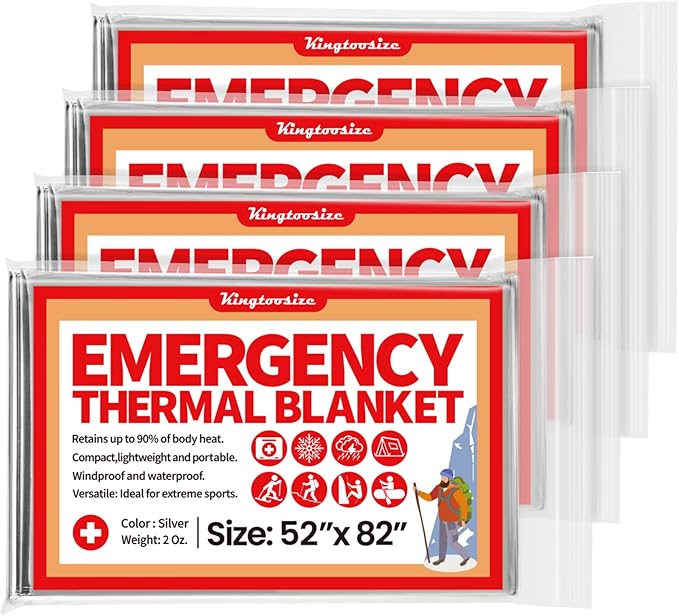 Emergency Blanket 4-Pack, Mylar Survival Blanket