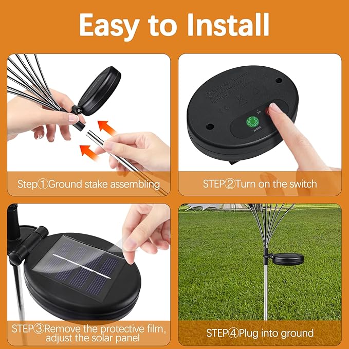 Multicolour-4Pack 32LED Firefly Multicolour Changing Lights,Garden Solar Lights Outdoor Decorative,Yard Waterproof Solar (Multicolour-4pcs)