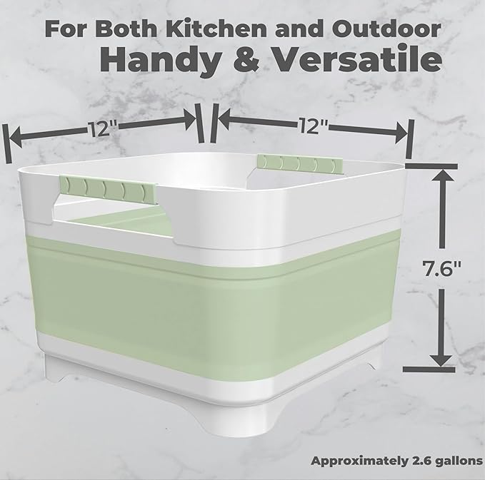 Wash Basin for Baby Bottles, Versatile Wash Tub for Kitchen, RV, Outdoor Camping Sink, Sturdy Bottle Tub Easy to Clean (Green)