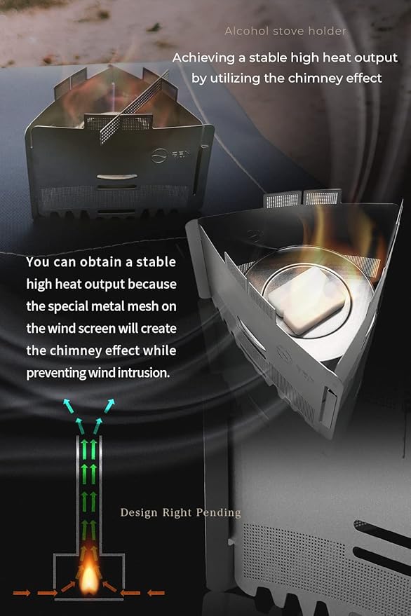 Ultralight Folding Stainless Steel Pot Stand with Tray Windscreen for Alcohol or Solid Fuel Stoves for camping