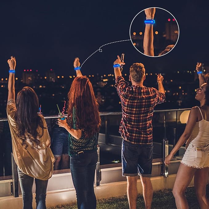 8 Pack LED Bracelets Light Up Wristbands,Glow Flashing Wristbands Glow in The Dark Party Supplies for Party, Festivals, Sports, Camping,Night Events (Blue)