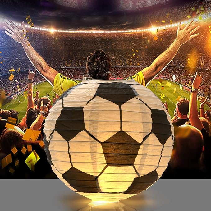 Kesoto 8 In Soccer Ball Paper Lantern Decoration Soccer Goal Birthday Party Decoration - Pack of 5