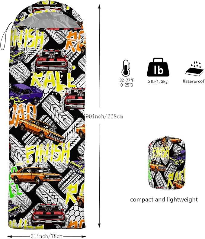 Print sleeping bag,sleeping bags,Outdoor Camping Sleeping Bag，Suitable For Children Boys And Girls Portable,Waterproof,Compact And Lightweight,Great For Outdoor Camping,Backpacking And Hiking