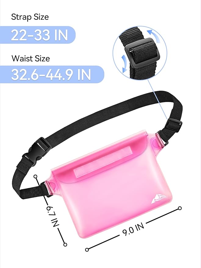 HEETA Waterproof Fanny Pack, Waterproof Pouch Dry Bag 2/3/4 Pack for Phone Passport Purse, Adjustable Waist Strap for Swimming Kayaking Boating Paddle Board Accessories Cruise Beach Camping Essentials