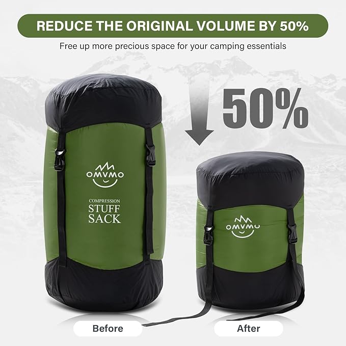 Compression Sack, 12L/19L/32L/46L/53L Water-Resistant Sleeping Bag Stuff Sack,Anti-Tear Ultra Light 400T 20D Nylon Storage Bag,Space Saving Gear for Camping Hiking Travel 1Pcs