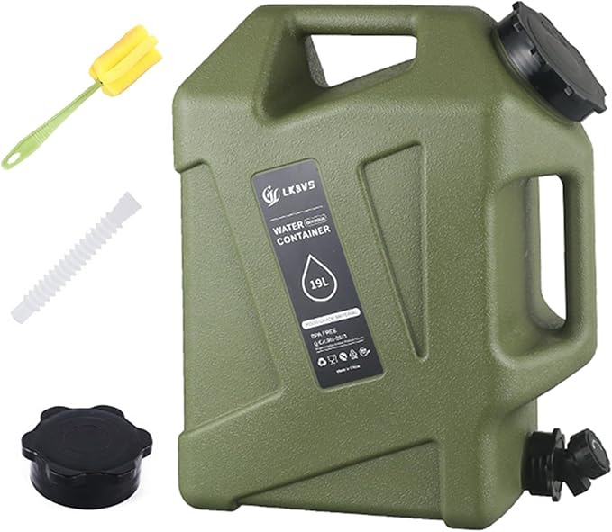 5 Gallon Water Jug with Spigot – BPA-Free Camping Water Container, Leak-Proof Water Storage Tank, Portable Overlanding Gear for Outdoors, Hiking, Emergency, BBQ & Home Use
