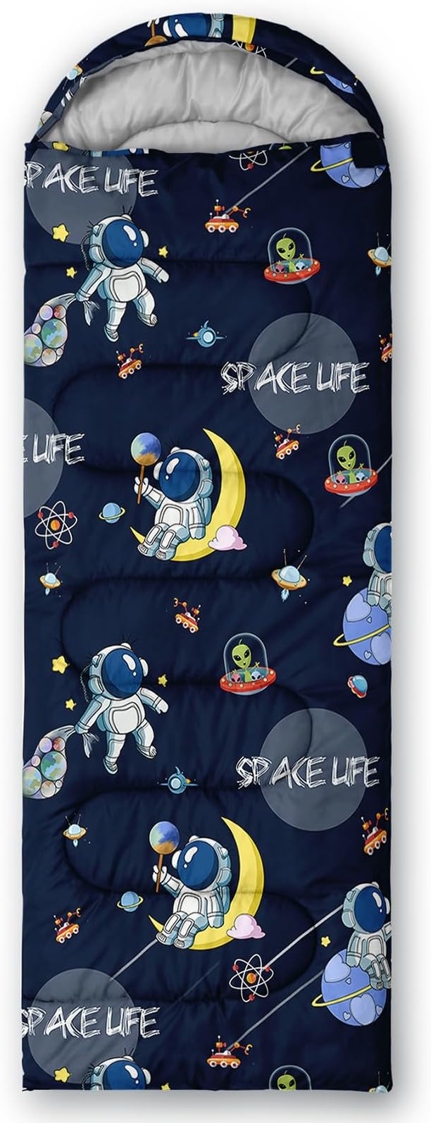 AILONEN Outer Space Astronaut Camping Sleeping Bags,Lightweight & Waterproof,3 Season Warm & Cool Weather,Cartoon Sleeping Bags for Kids,Boys Girls Travelling,Outdoors