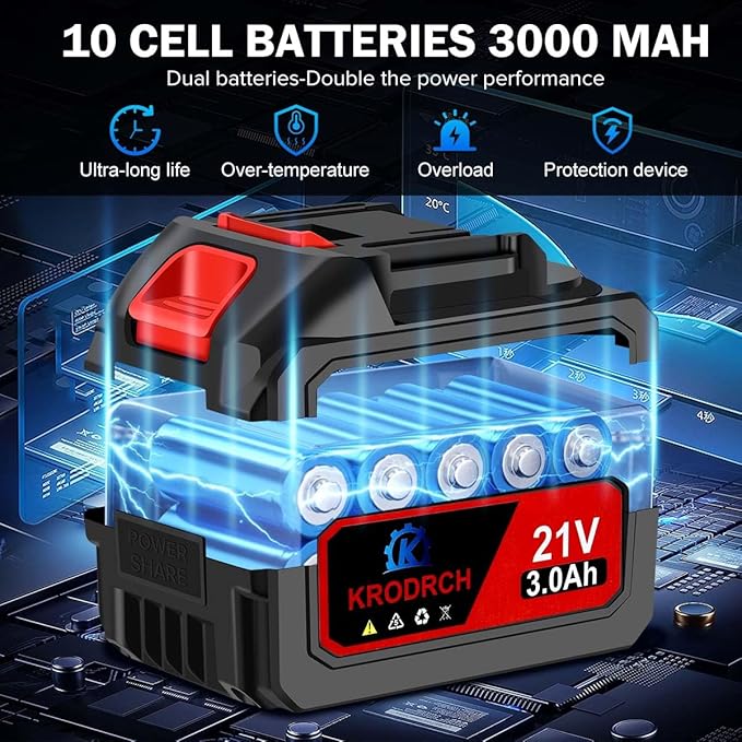 Electric Cordless Leaf Blower with 2 X 3.0Ah Batteries and Charger Included, 300000RPM Handheld Leaf Blower, Violent Leafs Blower for Lawn Care, Garage, Patio, Car