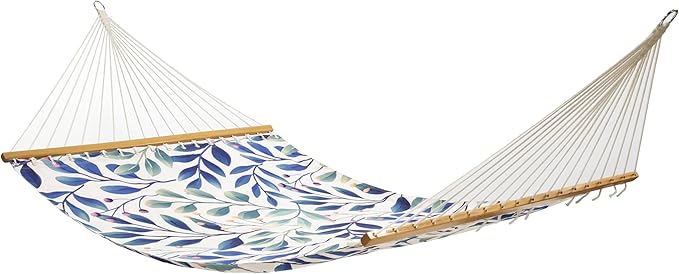 Fab Habitat Botanical Floral Recycled Polyester Hammock - Rainforest - White Multi - Indoor/Outdoor, Quick Dry, 2 Person 460 lbs Capacity - Patio, Poolside, Backyard - 12-14 ft Adjustable