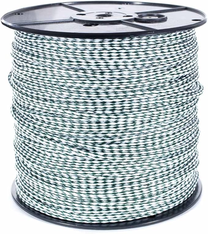 Hollow Braid Polypropylene Rope (1/4 Inch, 1000 Feet, Hunter Green and White) - Barrier Rope - Trail Marking, Crowd Control, Golf Courses