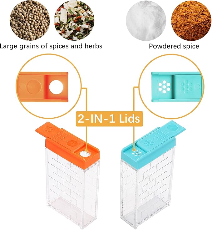 URALFA Mini Salt and Pepper Shakers With Lid, Plastic Spice shaker Seasoning Shaker, Travel Spice Containers without Spices, Brown