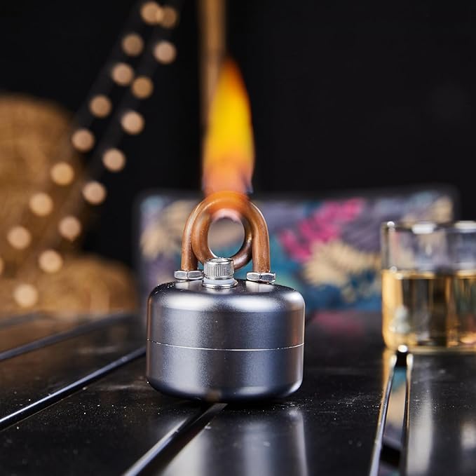 Portable Alcohol Camping Stove – Lightweight Brass Aluminum Spirit Burner with Stand | Faster Heating – Feul Denatured Alcohol (Not Included) – for Backpacking, Hiking Brewing Piping Coffee