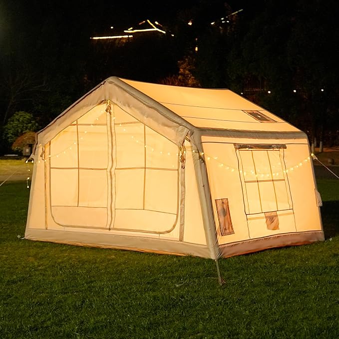 ABORON 2/6/8 Person Inflatable Camping Tent, Easy Setup Blow Up Tent with Hand Pump, PU3000mm Waterproof & Breathable 4 Season Glamping Tent for Outdoor Camping