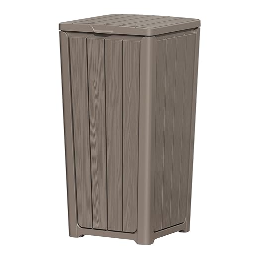 Outdoor Trash Can 23 Gallon Garbage Can with Lid Waterproof Resin Garbage Patio Waste Bin for Garden, Backyard, Deck,Gray