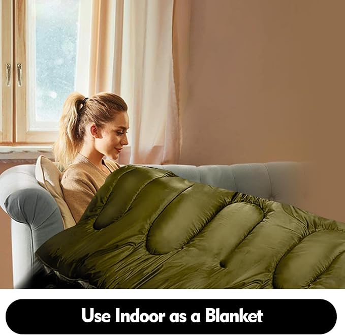 Double Sleeping Bag for Adults Men Women, XL Queen Size Two Person Sleeping Bag for All Season Camping Hiking Backpacking 2 Person Sleeping Bags for Cold Weather & Warm