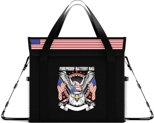 Fireproof Explosionproof Lipo Battery Safe Bag - Large Capacity Ebike Battery Storage Guard Pouch for Charging & Storage - Waterproof Protective Case for Ebike & Lithium Batteries(9.4x6x8.5 Inches)