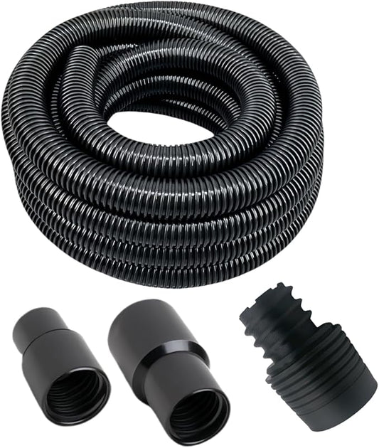 Dust Collection Hose Kit with 2 Fittings and Reducer Connects 2-1/2" and 2-1/4" ID for Woodworking Power Tools Home and Wet/Dry Shop Vacuums