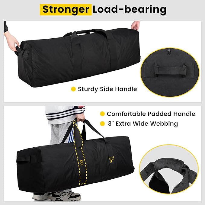 Vorspack Duffle Bag for Travel - 120L Extra Large Duffel Bag for Men Foldable Camping Bags for Weekender Gear Storage Overnight Tent Sports Moving - Black