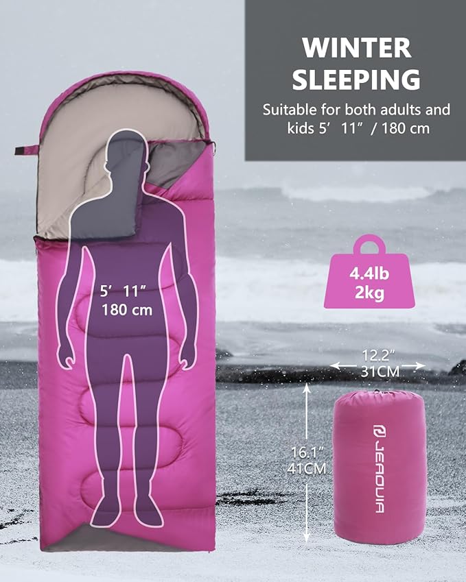 Sleeping Bags for Adults Backpacking Lightweight Waterproof- Cold Weather Sleeping Bag for Girls Boys Mens for Warm Camping Hiking Outdoor Travel Hunting with Compression Bags