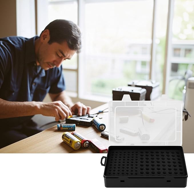 Battery Storage Organizer Case, Battery Vault Box Holder Container for 134pcs AA AAA Batteries, Garage Organization Carrying Bag Fits Home Kitchen Warehouse (Batteries Not Include) (black)