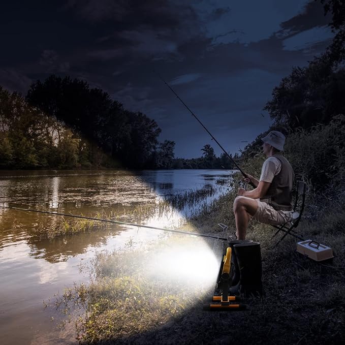 100W COB Rechargeable Work Light, 7000LM Cordless LED Work Lights, Waterproof Portable Flood Light with Stand for Outdoor Camping, Hiking, Garage, Car Repairing, Workshop Job Site Lighting