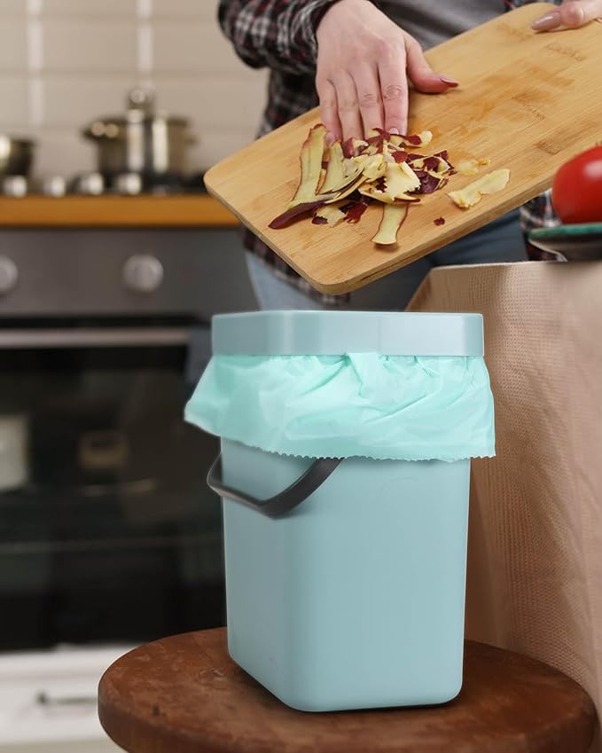 1.2 Gallon Small Trash Bags Garbage Bags, AYOTEE Mini Compostable Strong Bathroom Wastebasket Can Liners trash Bags for Home Office Kitchen fit 5L,5 Liter,1 Gal,Green