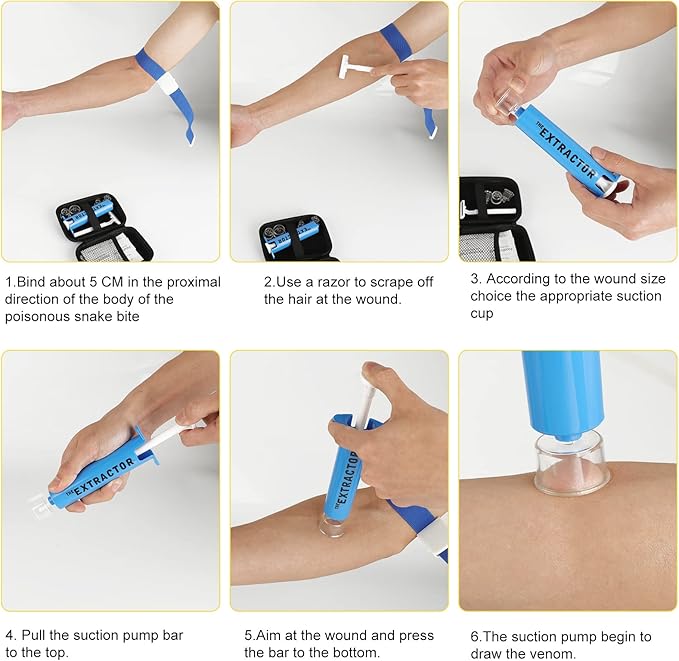 Snake Bite Kit, Bee Sting Kit, Emergency First Aid Supplies, Venom Extractor Suction Pump, Bite and Sting First Aid for Hiking, Backpacking and Camping
