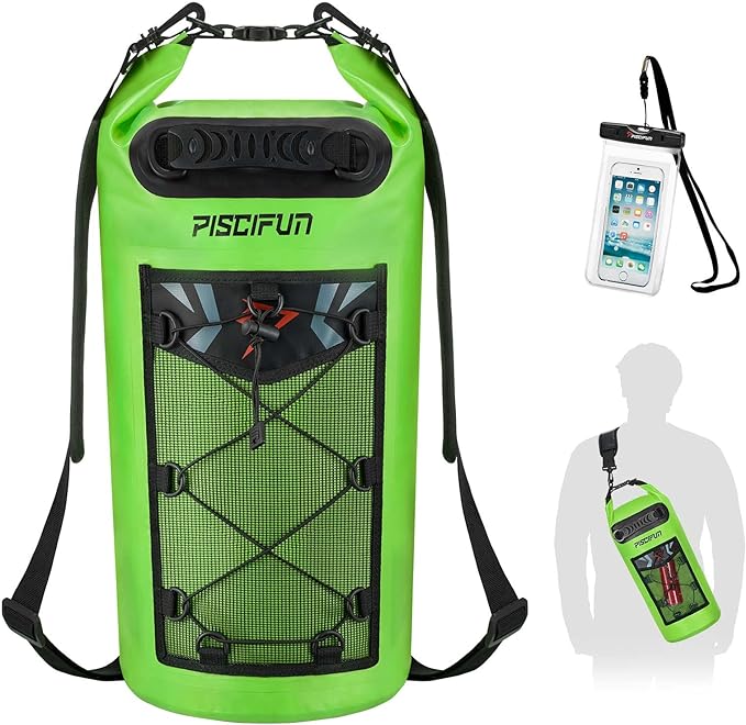Piscifun Dry Bag, Waterproof Floating Backpack 5L/10L/20L/30L/40L with Waterproof Phone Case for Boating, Kayaking, Fishing
