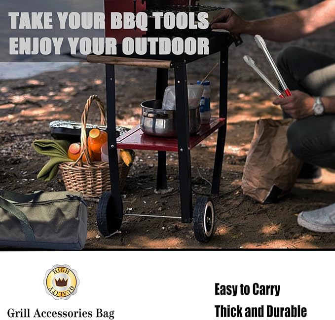 Grill Accessories Storage, Tool Bag for BBQ Grill, BBQ Tools Storage, Thickened Oxford Cloth Grill Bag, BBQ Gifts for Men.