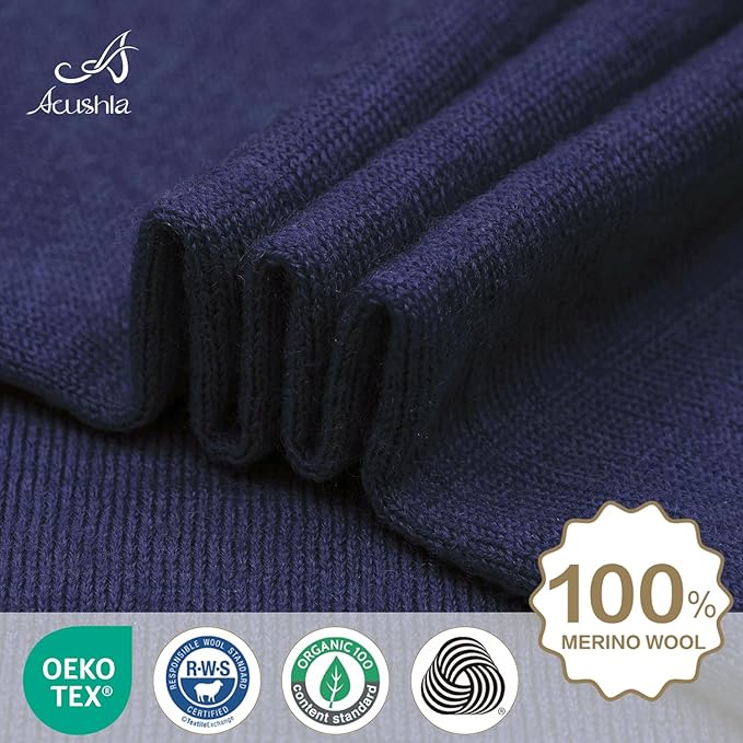 ACUSHLA 100% Merino Wool Neck Gaiter Ski Face Mask Scarf Neck Warmer for Men & Women All Weather