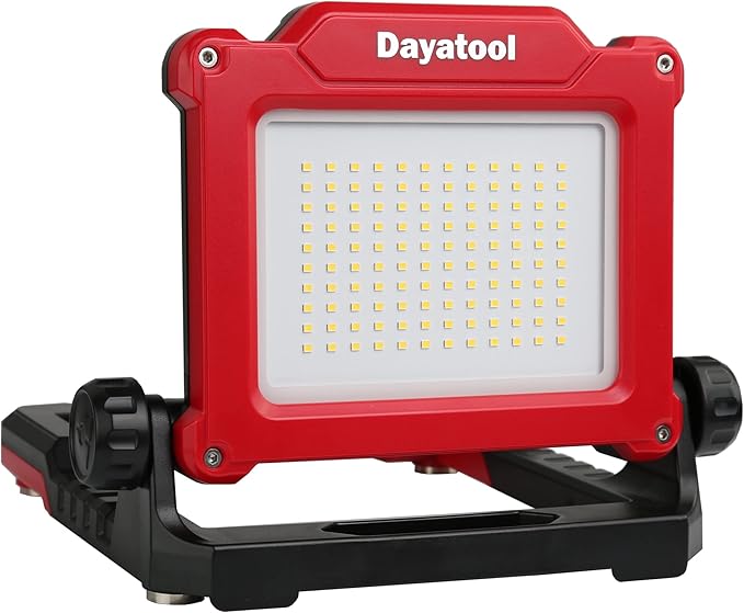 4000Lumens Work Flood Light Cordless Rechargeable Portable Led Work Lights for Automotive, Compatible for Milwaukee 18v m18, Dewalt 20v Lithium Tool Battery and Makita Battery,Red