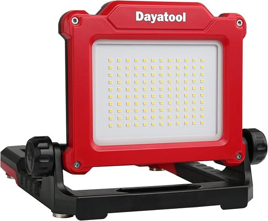 4000Lumens Work Flood Light Cordless Rechargeable Portable Led Work Lights for Automotive, Compatible for Milwaukee 18v m18, Dewalt 20v Lithium Tool Battery and Makita Battery,Red
