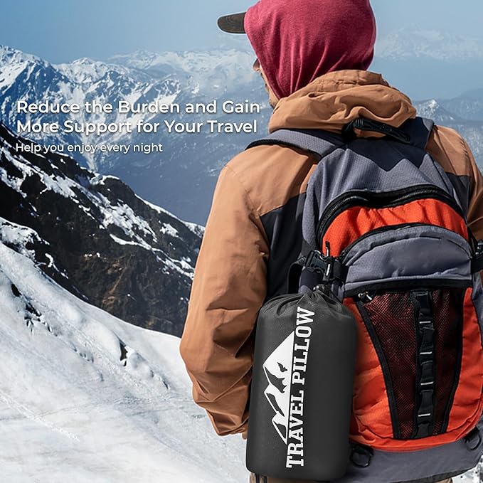 Travel Pillow Memory Foam Pillows, Camping Pillow-Compressible Medium Firm, Breathable Cover, Ideal Backpacking Hiking, Bed Pillows, Airplane and Car (White, S)