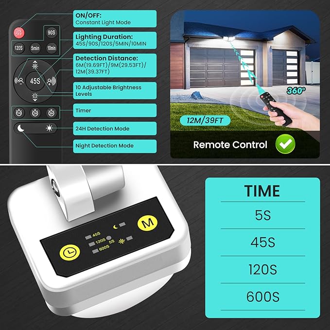 MEIKEE 100W Motion Sensor Flood Lights Outdoor, 9600lm 6500K LED Sensor Security Lights, IP66 Waterproof, 3 Adjustable Heads Motion Detected Flood Lighting for Garage, Yard, Porch