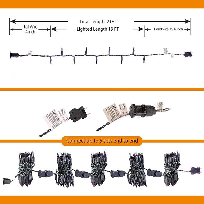 Halloween Decorations Purple String Lights, 21FT Halloween String Lights of Mini Lights, 100 Count Purple Lights Indoor Plug in Outdoor Tree Decorations Party Yard Décor