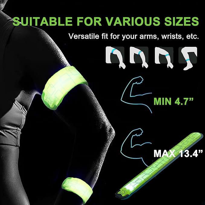 LED Armband for Running,USB Rechargeable Safety Light for Runners,High Visibility Light Up Band Reflective LED Bracelet for Night Walking Jogging Cycling Running Gear