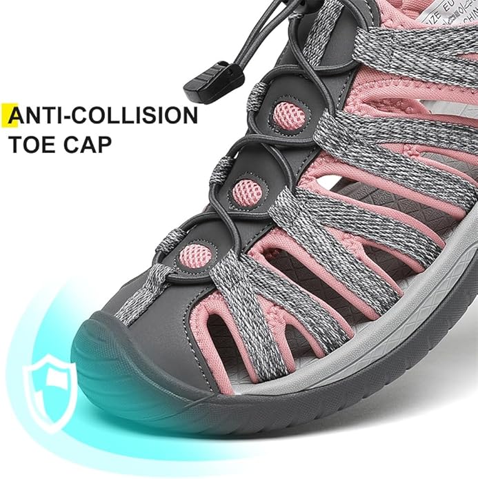 Dannto Women's Closed Toe Hiking Sandals Walking Water Sandal Comfort Athletic Sport Outdoor Sandals