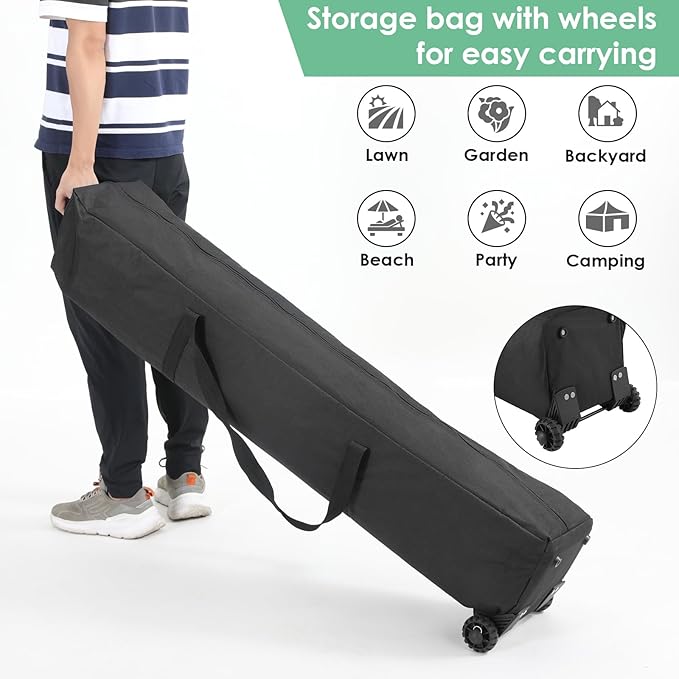 TLSUNNY 13X13 Pop Up Canopy Tent, Camping Shader W/Overhanging Eaves & Sand Bag, Outdoor Gazebo Shelter W/One Push Setup & Wheeled Bag, Height Adjustable, for Patio, Market, Party (White, 13FTX13FT)