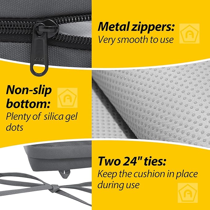 AAAAAcessories Outdoor Seat Cushions for Chairs, Waterproof, Fade-Resistant Patio Furniture Replacement Cushions, 21" x 21" x 4", Set of 2, Dark Gray