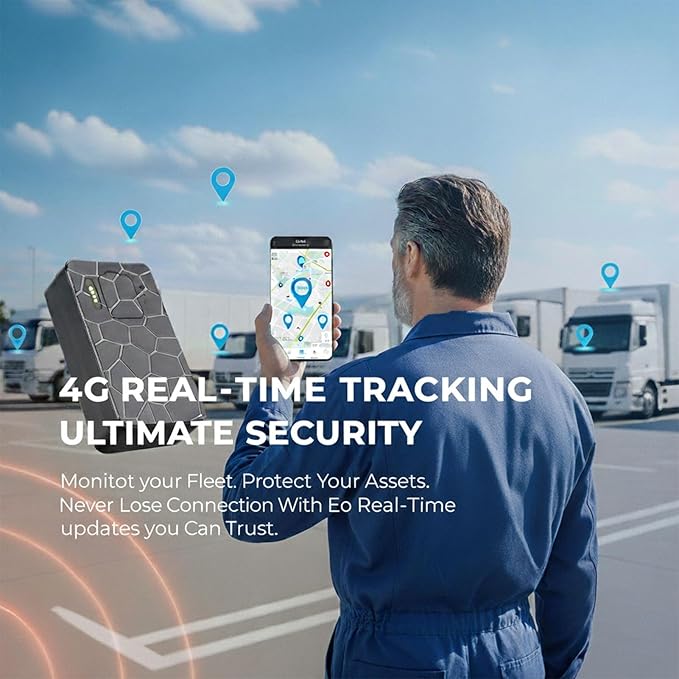 4G LTE GPS Tracker for Vehicles - Real-Time Tracking, Geo-Fence Alerts, IP67 Waterproof - Magnetic Hidden Tracker Device with 90-Day Playback, SOS (USA/Canada Coverage, Subscription Required)