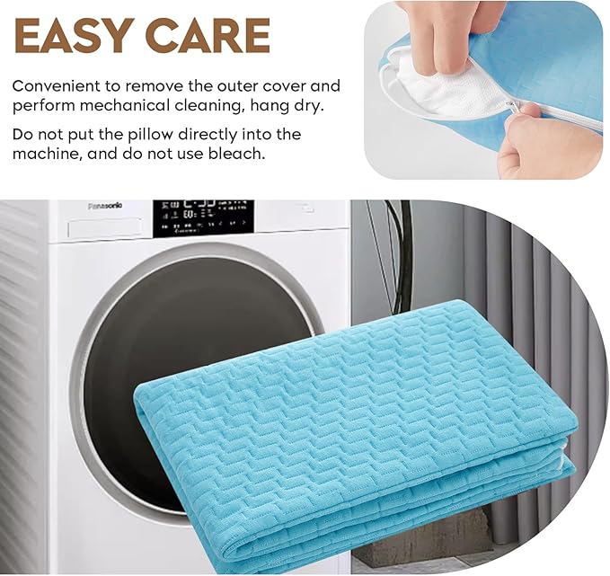 Small Shredded Memory Foam Pillow, Camping Pillow Travel Pillow - Compressible Medium Firm, Breathable Cover, Ideal Backpacking Hiking, Airplane and Car (Sky Blue, M)