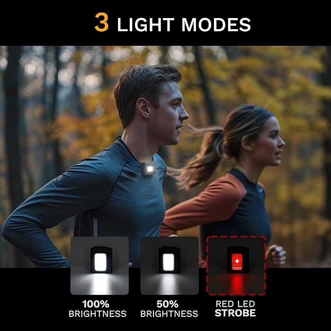 Running Light, 2Pack Reflective Running Gear for Runners, USB Rechargeable LED Light, Clip on Running Lights with Runners and Joggers for Camping, Hiking, Running, Outdoor Adventure