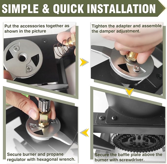 BESTFIRE High Pressure Double Propane Burner - Dual 150,000 BTU Commercial Outdoor Burner for Wok, Turkey Fryer, Seafood Boil - Heavy Duty Cast Iron with Adjustable Regulator Hose