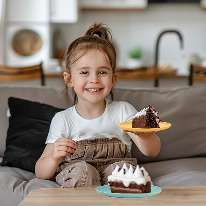 Homienly 5.7 Inch Small Plates-Wheat Straw Mini Plate, Unbreakable Plate Set Ideal for Dessert, Appetizers, Small Serving, Side Dish, Lightweight Dessert Dishes Plates, Set of 8, Colorful