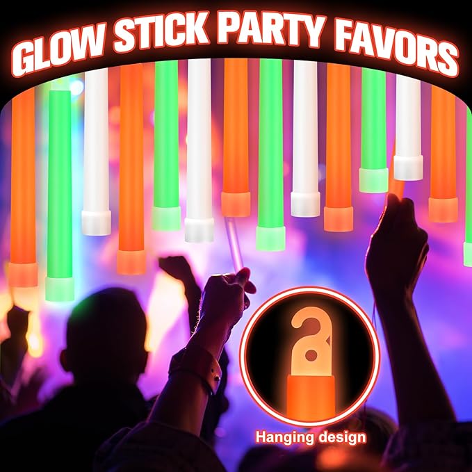 Sotiff 96 Pcs 6 Inch Ultra Bright Emergency Glowing Sticks, Glow Sticks with 12 Hour Duration, Halloween Favors for Party Birthday Wedding Concerts Halloween