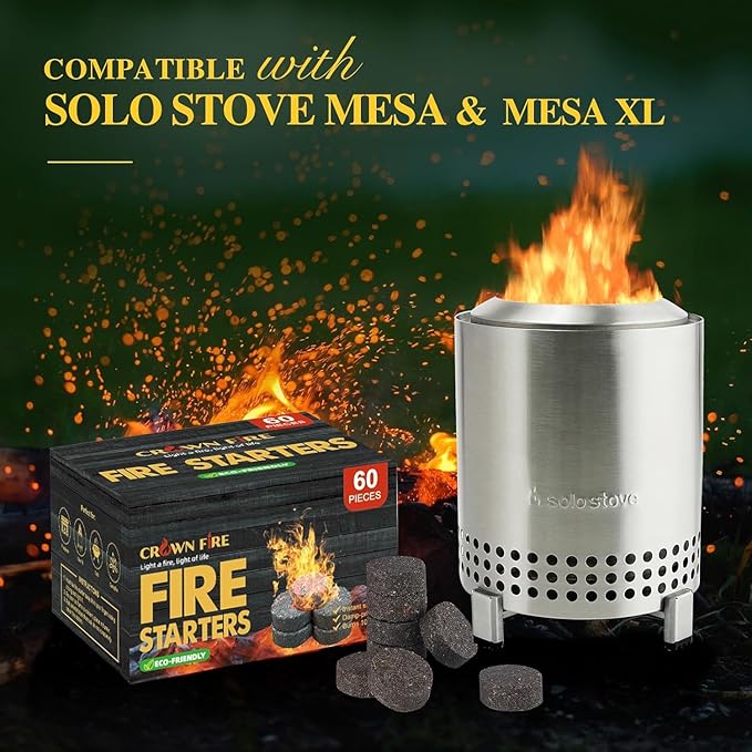 Fire Starters for Solo Stove Mesa, 60 Count BBQ Firestarter and Fireplace Accessories, Pellets for Bonfire and Firepit, Camping, Grilling, Cooking, Campfires, Charcoal, Wood, and Sticks