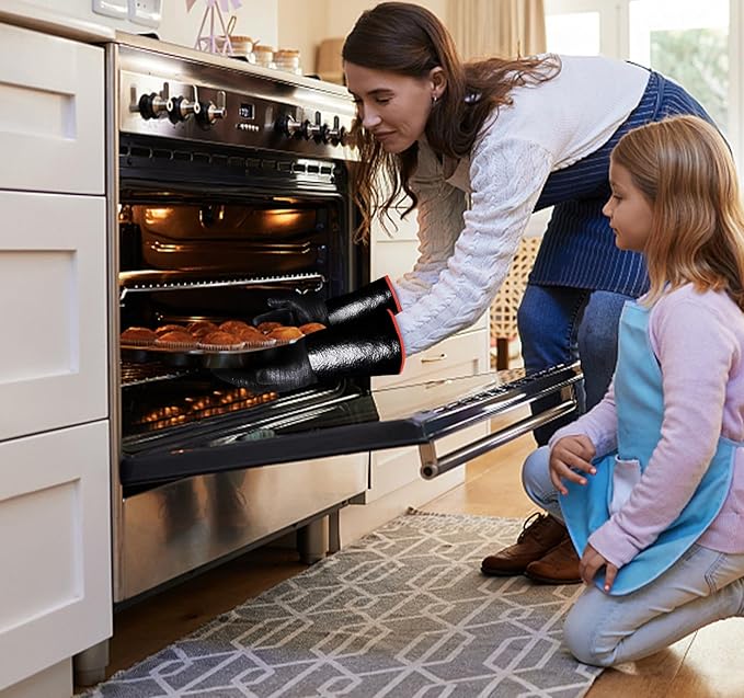 932°F Extreme Heat Resistant Gloves for Tansyan Grill BBQ, Waterproof Long Sleeve Pit Grill Gloves for Fryer, Baking, Oven,Smoker,Fireproof, Oil Resistant Neoprene Coating（14-Inch ）